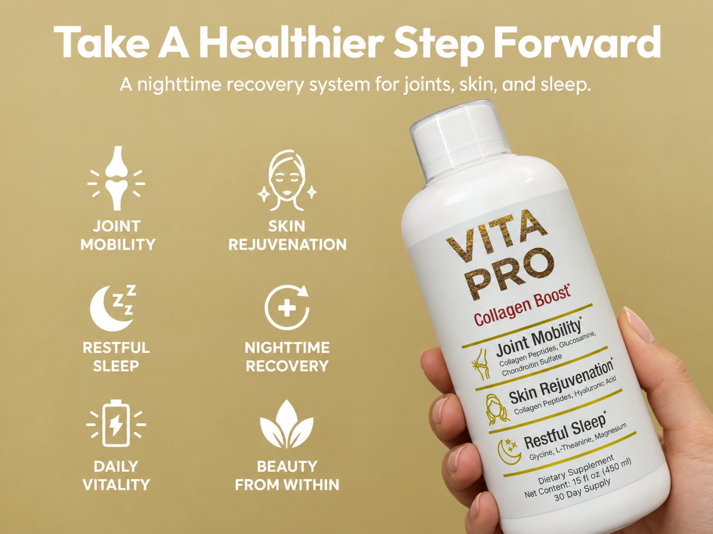 VitaPro Collagen Boost benefits: joint mobility, skin, sleep